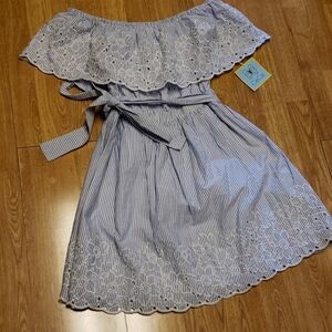NWT Cece Frovence dress striped eyelet ruffle